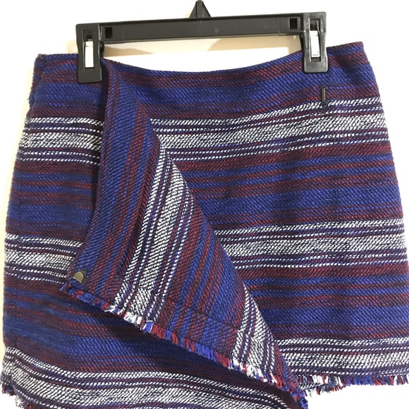 Joie Genae Faux Wrap Striped Fringe Skirt - Picture 3 of 5